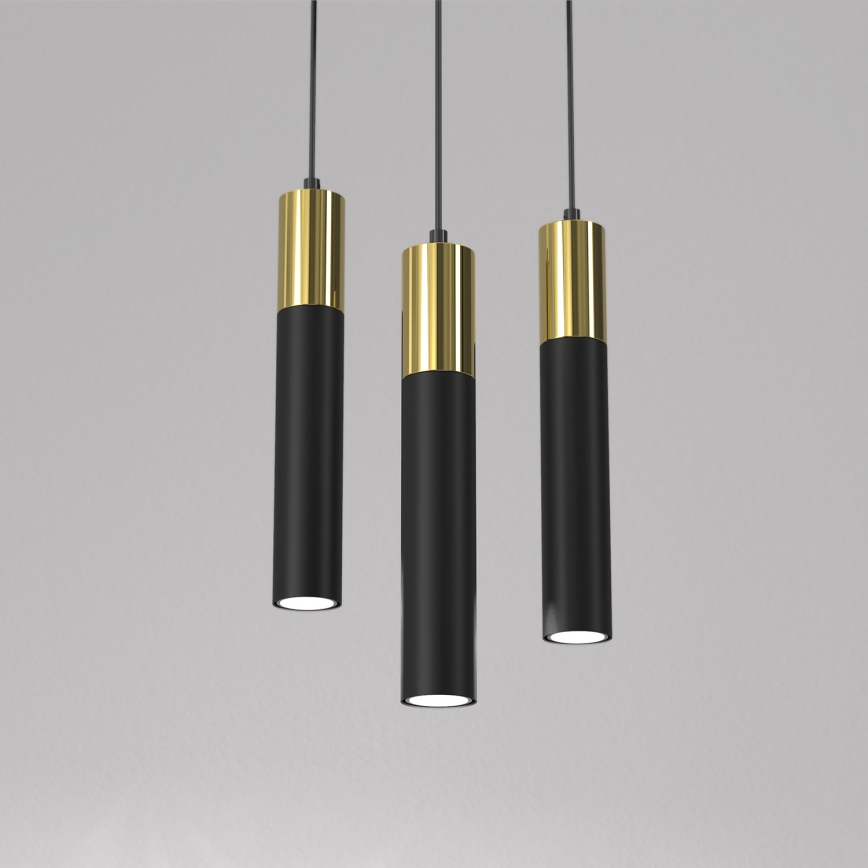 Lámpara colgante CASSA 3xGU10/8W/230V negro/dorado