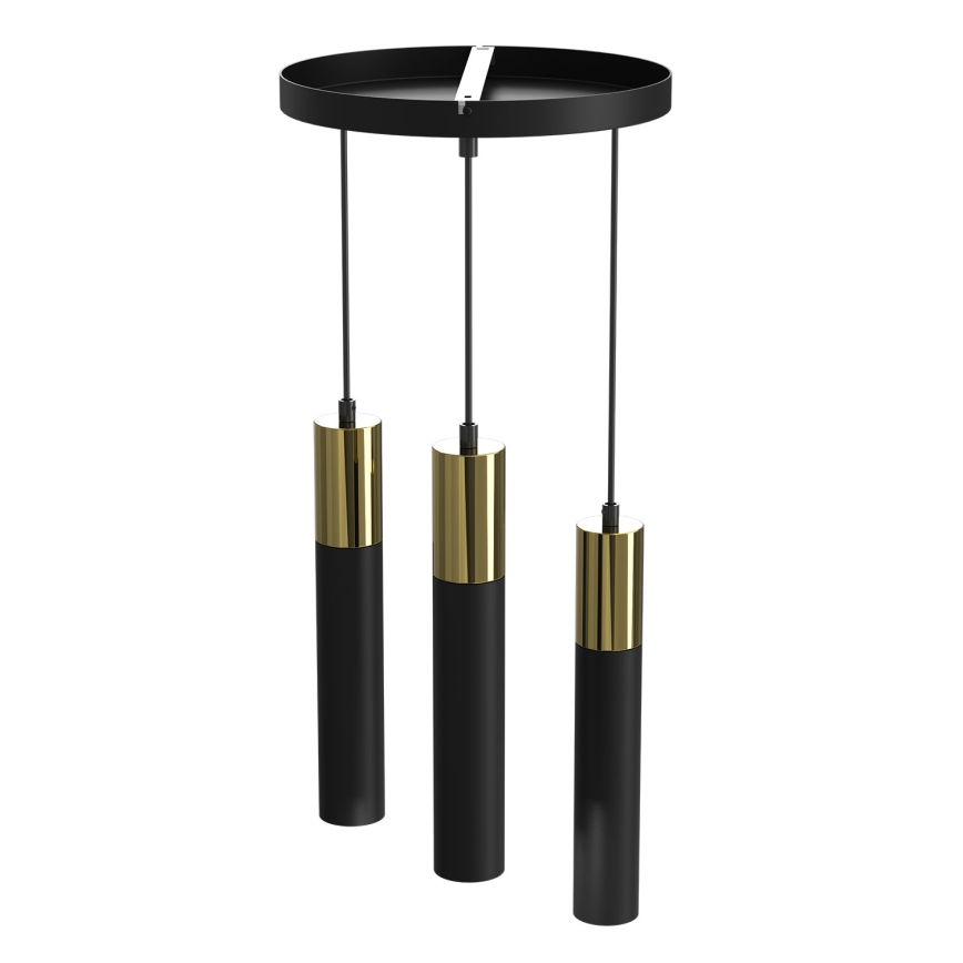 Lámpara colgante CASSA 3xGU10/8W/230V negro/dorado