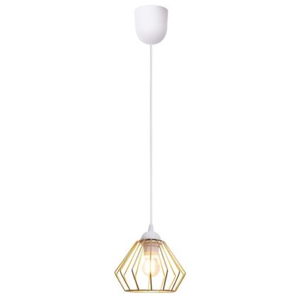 Lámpara colgante CEED GOLD 1xE27/60W/230V diá. 17,5 cm blanco/dorado