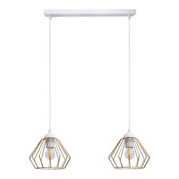 Lámpara colgante CEED GOLD 2xE27/60W/230V blanco/dorado