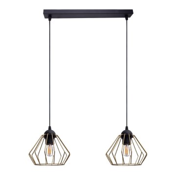 Lámpara colgante CEED GOLD 2xE27/60W/230V negro/dorado