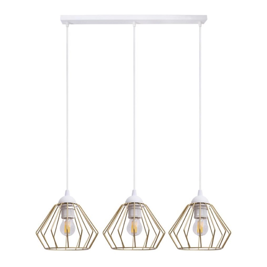 Lámpara colgante CEED GOLD 3xE27/60W/230V blanco/dorado