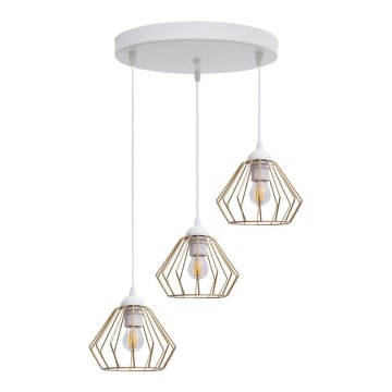 Lámpara colgante CEED GOLD 3xE27/60W/230V diá. 45 cm blanco/dorado