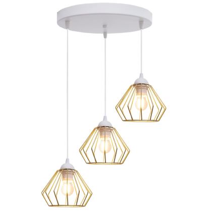 Lámpara colgante CEED GOLD 3xE27/60W/230V diá. 45 cm blanco/dorado