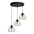 Lámpara colgante CEED GOLD 3xE27/60W/230V diá. 45 cm negro/dorado