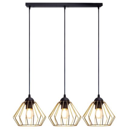 Lámpara colgante CEED GOLD 3xE27/60W/230V negro/dorado