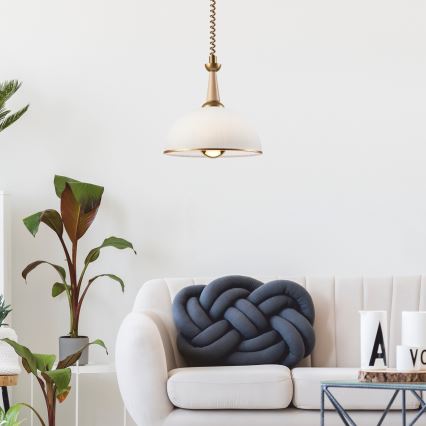 Lámpara colgante retráctil CHIARA 1xE27/60W/230V beige/haya