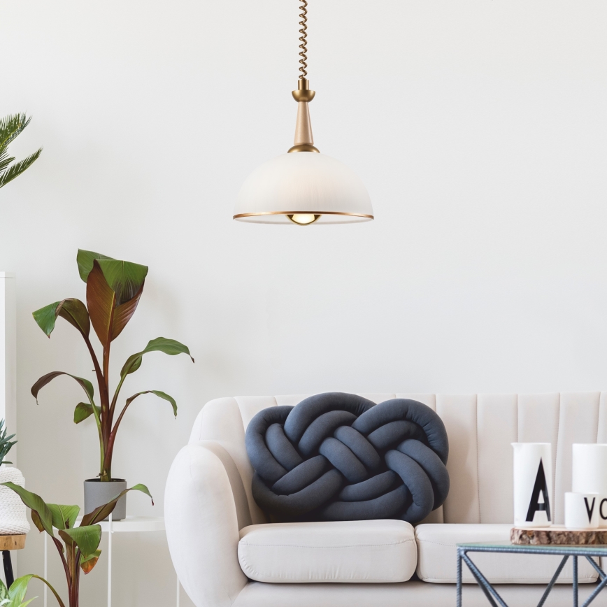 Lámpara colgante retráctil CHIARA 1xE27/60W/230V beige/haya