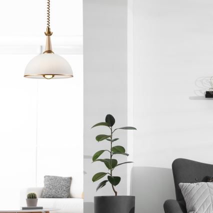 Lámpara colgante retráctil CHIARA 1xE27/60W/230V beige/haya