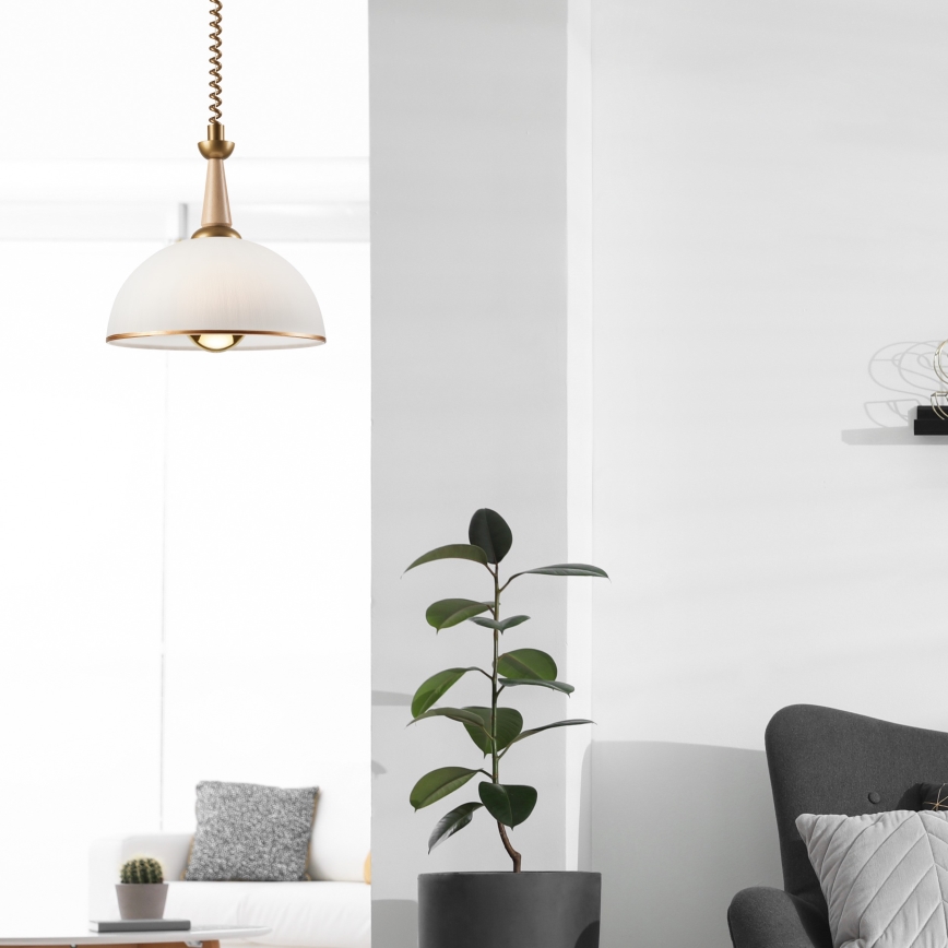 Lámpara colgante retráctil CHIARA 1xE27/60W/230V beige/haya