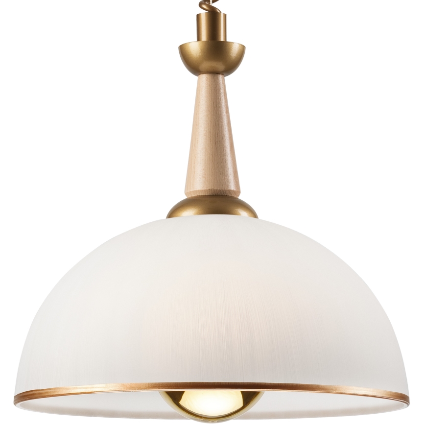 Lámpara colgante retráctil CHIARA 1xE27/60W/230V beige/haya