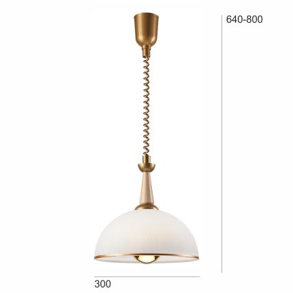 Lámpara colgante retráctil CHIARA 1xE27/60W/230V beige/haya