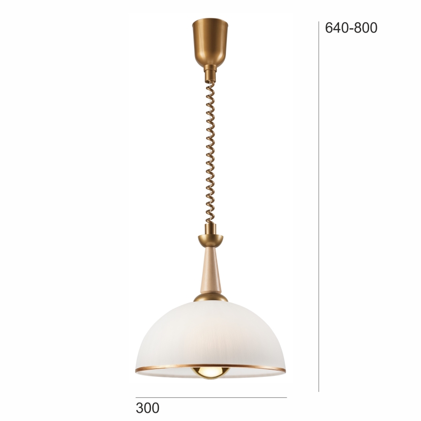 Lámpara colgante retráctil CHIARA 1xE27/60W/230V beige/haya