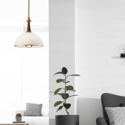 Lámpara colgante retráctil CHIARA 1xE27/60W/230V marrón/madera de haya