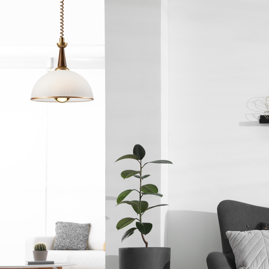 Lámpara colgante retráctil CHIARA 1xE27/60W/230V marrón/madera de haya