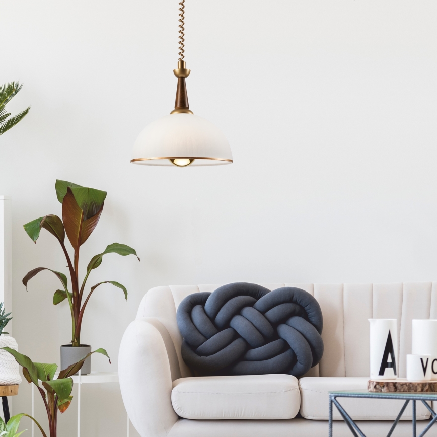 Lámpara colgante retráctil CHIARA 1xE27/60W/230V marrón/madera de haya