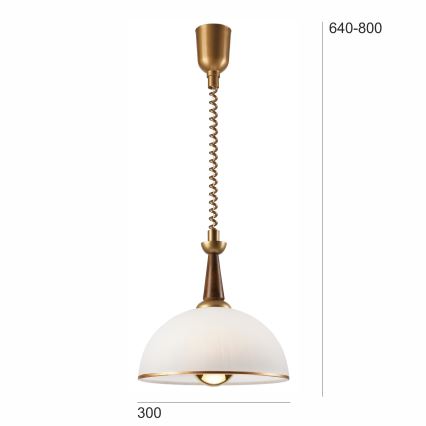 Lámpara colgante retráctil CHIARA 1xE27/60W/230V marrón/madera de haya