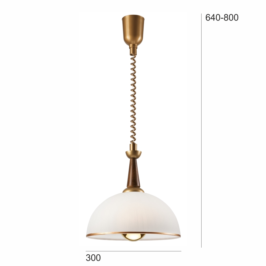 Lámpara colgante retráctil CHIARA 1xE27/60W/230V marrón/madera de haya