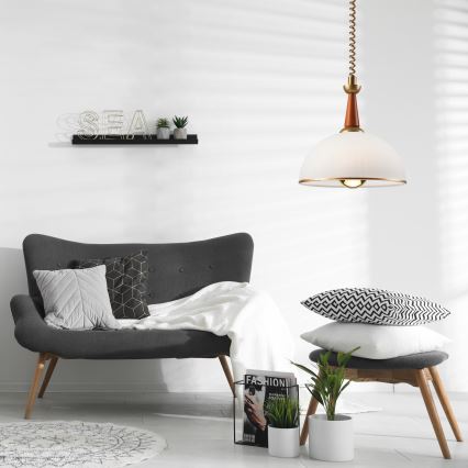 Lámpara colgante retráctil CHIARA 1xE27/60W/230V marrón oscuro/haya