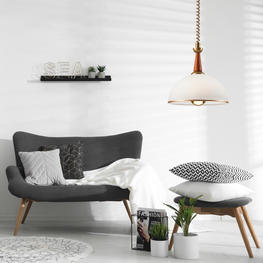 Lámpara colgante retráctil CHIARA 1xE27/60W/230V marrón oscuro/haya