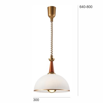 Lámpara colgante retráctil CHIARA 1xE27/60W/230V marrón oscuro/haya