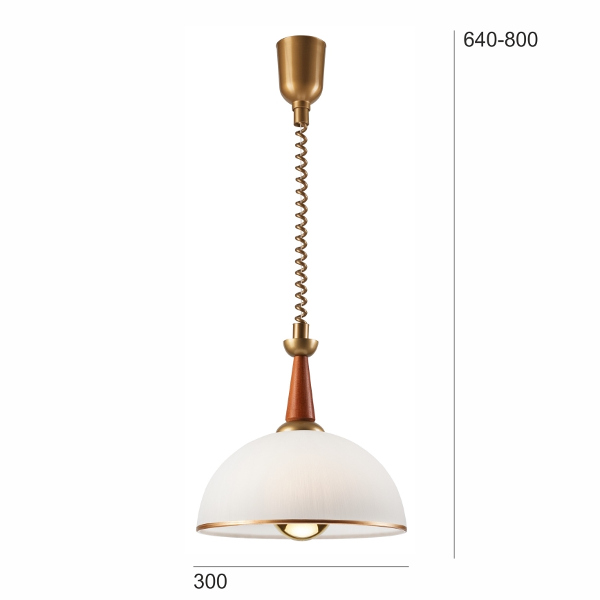 Lámpara colgante retráctil CHIARA 1xE27/60W/230V marrón oscuro/haya