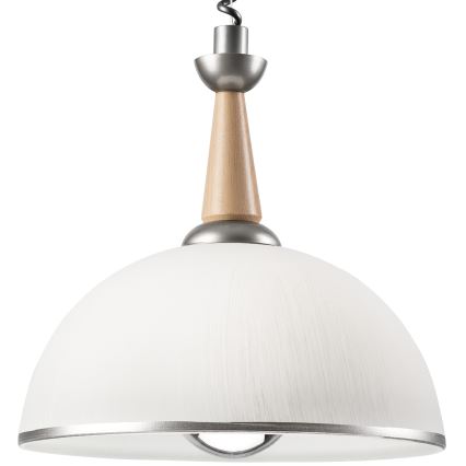 Lámpara colgante retráctil CHIARA 1xE27/60W/230V plata/beige/haya