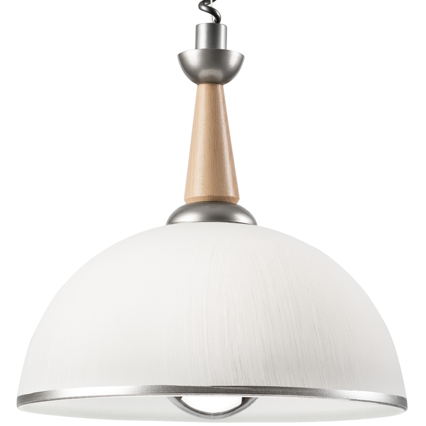 Lámpara colgante retráctil CHIARA 1xE27/60W/230V plata/beige/haya