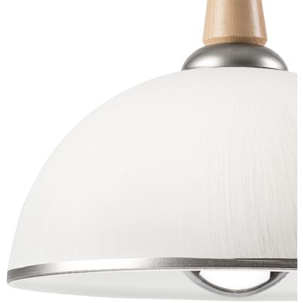 Lámpara colgante retráctil CHIARA 1xE27/60W/230V plata/beige/haya