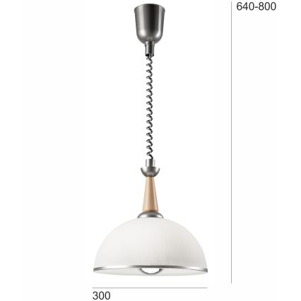 Lámpara colgante retráctil CHIARA 1xE27/60W/230V plata/beige/haya