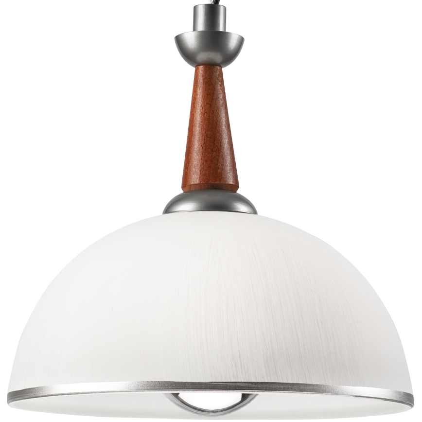 Lámpara colgante retráctil CHIARA 1xE27/60W/230V plata/marrón/haya