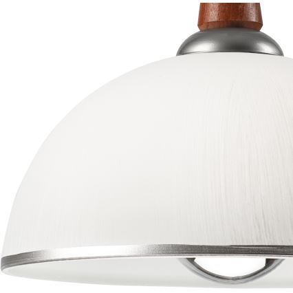 Lámpara colgante retráctil CHIARA 1xE27/60W/230V plata/marrón/haya