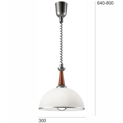 Lámpara colgante retráctil CHIARA 1xE27/60W/230V plata/marrón/haya