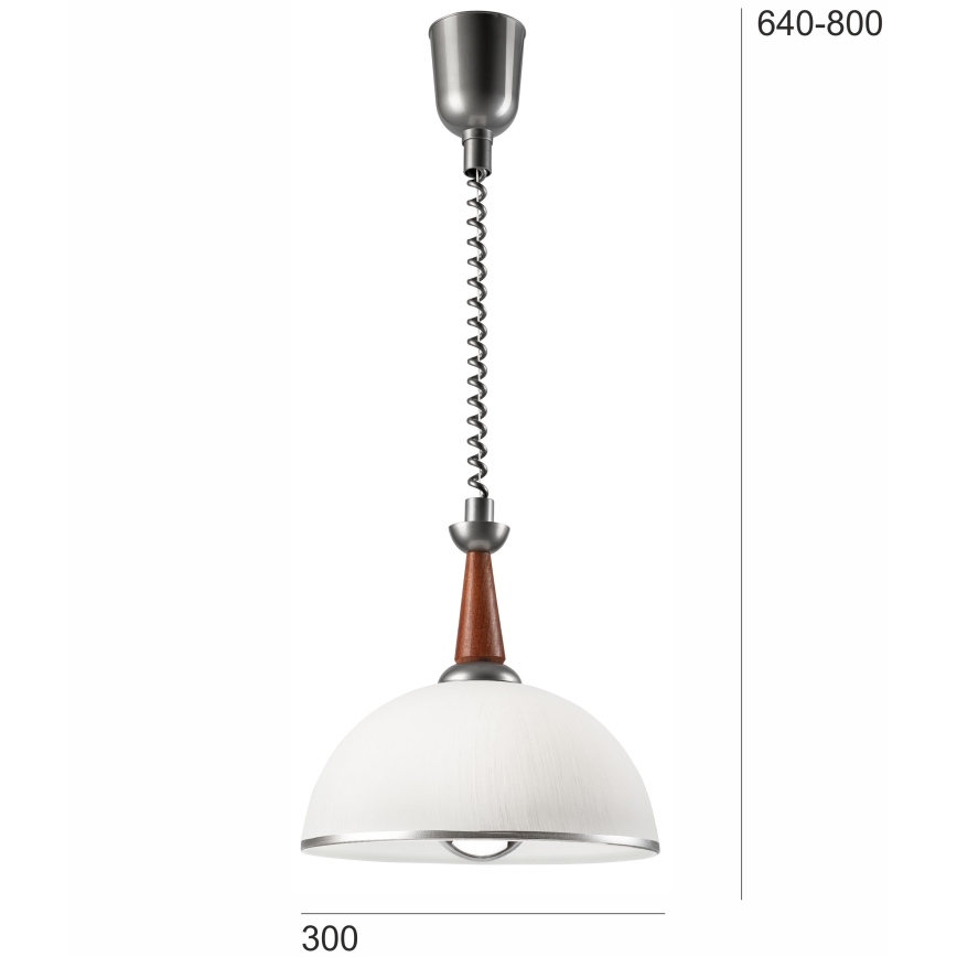 Lámpara colgante retráctil CHIARA 1xE27/60W/230V plata/marrón/haya