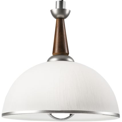 Lámpara colgante retráctil CHIARA 1xE27/60W/230V plata/marrón oscuro/haya