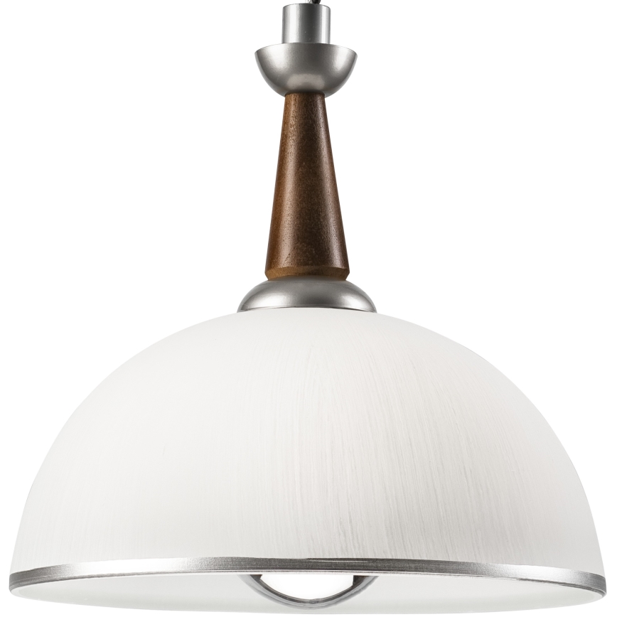 Lámpara colgante retráctil CHIARA 1xE27/60W/230V plata/marrón oscuro/haya