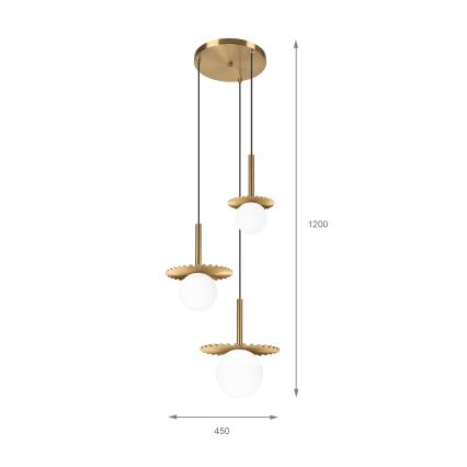Lámpara colgante CHITA con cable, 3xG9/5W/230V, acabado dorado