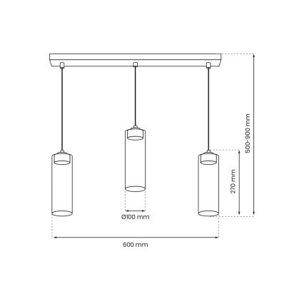 Lámpara colgante CLARISSA 3xGX53/12W/230V negro