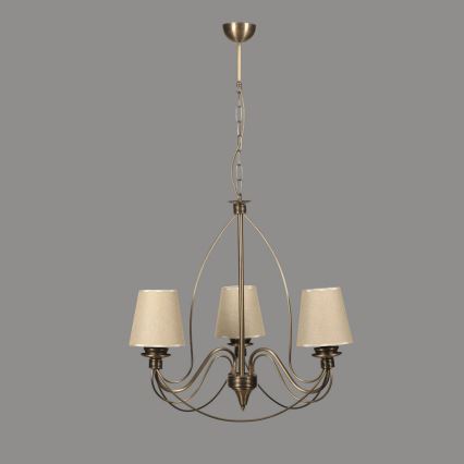 Lámpara colgante CLASSIC 3xE14/40W/230V bronce/beige
