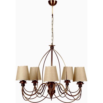 Lámpara colgante CLASSIC 5xE14/40W/230V bronce/beige