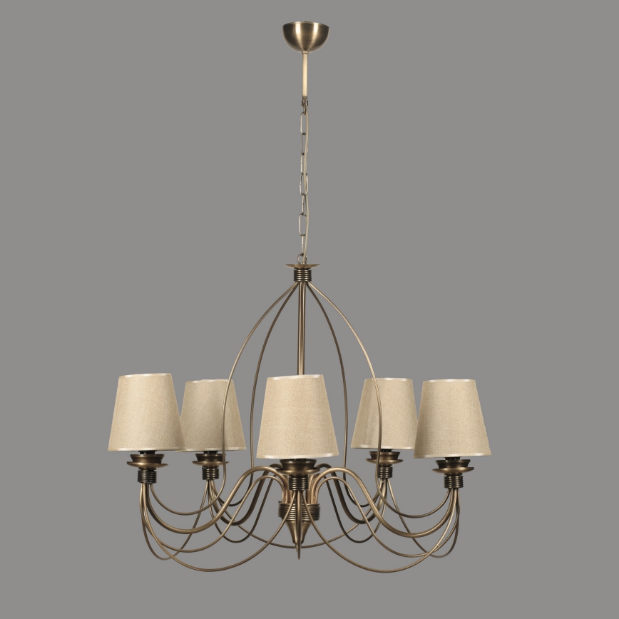 Lámpara colgante CLASSIC 5xE14/40W/230V bronce/beige