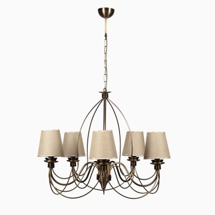 Lámpara colgante CLASSIC 5xE14/40W/230V bronce/beige