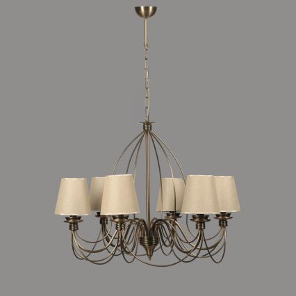 Lámpara colgante CLASSIC 6xE14/40W/230V bronce/beige