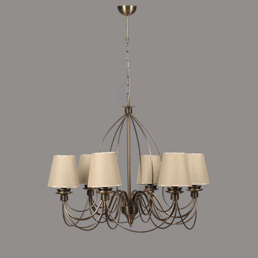 Lámpara colgante CLASSIC 6xE14/40W/230V bronce/beige