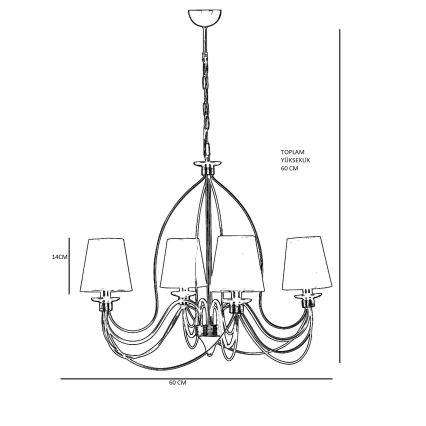 Lámpara colgante CLASSIC con cadena 4xE14/40W/230V bronce/beige