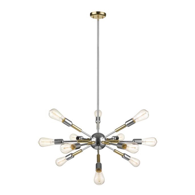 Lámpara colgante COMET 12xE27/11W/230V cromo brillante/dorado