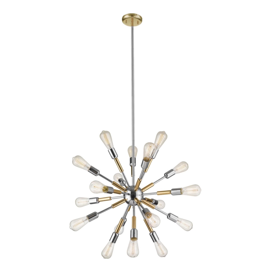 Lámpara colgante COMET 18xE27/11W/230V cromo brillante/dorado