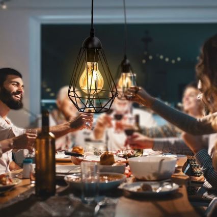 Lámpara colgante con cable 1xE27/40W/230V negra