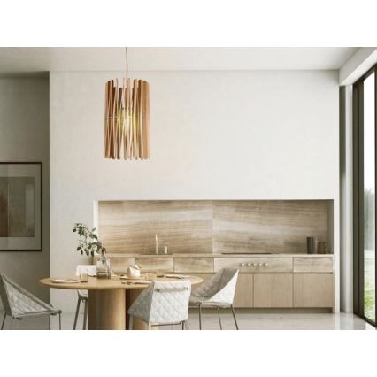 Lámpara colgante con cable 1xE27/60W/230V diámetro 38 cm madera maciza/fresno/madera de caucho (Hevea)