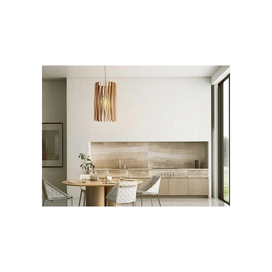 Lámpara colgante con cable 1xE27/60W/230V diámetro 38 cm madera maciza/fresno/madera de caucho (Hevea)